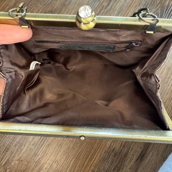 Jessica McClintock Textured Brown Shoulder Bag - Picture 3 of 9